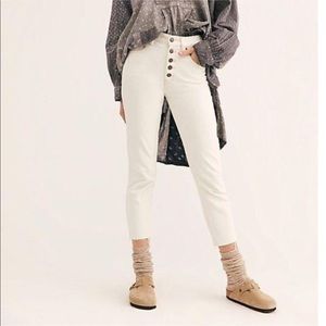 Free People White Button Fly Jeans